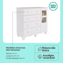 Cômoda de Bebê Infantil 1 Porta com Janela 4 Gavetas 100% MDF - Imagem 4