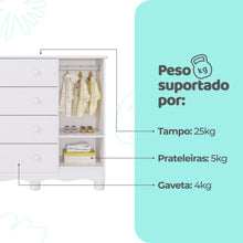 Cômoda de Bebê Infantil 1 Porta com Janela 4 Gavetas 100% MDF - Imagem 6