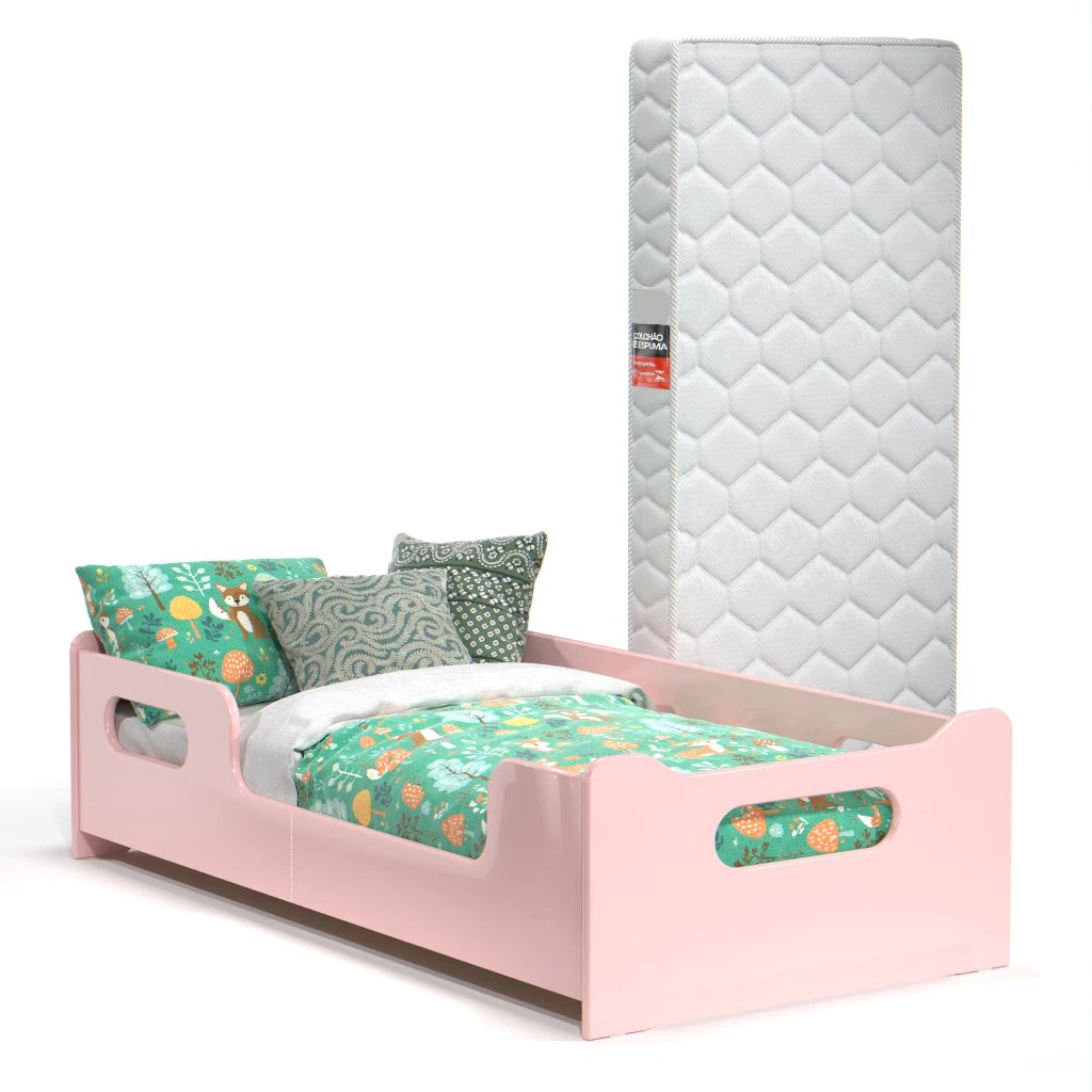 Cama Infantil Montessoriana Baixa Com Colchão Incluso Juvenil Quarto Criança Menina Menino Encanto - Imagem 2