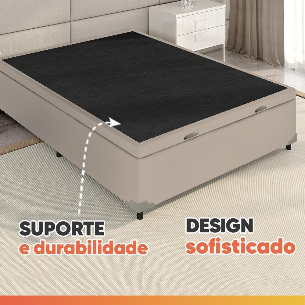 Cama Box Baú Casal Colchão Molas Flora Bege 138x188x61cm - Imagem 8