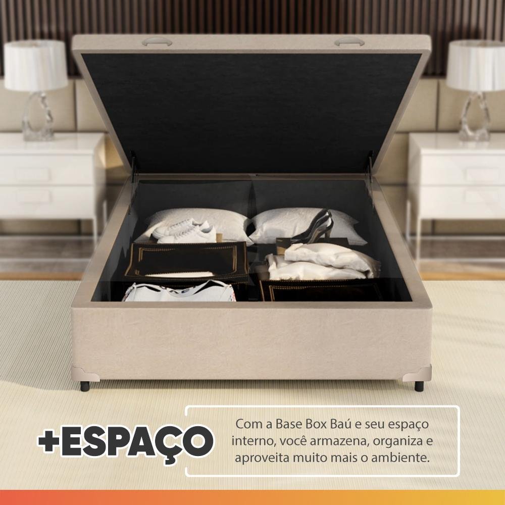 Cama Box Baú Casal Colchão Molas Flora Bege 138x188x61cm - Imagem 9