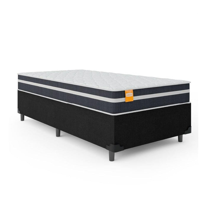 Cama Box Solteiro Colchão Molas Qatar 88x188x60cm Branco / Preto - Suporta até 200Kg