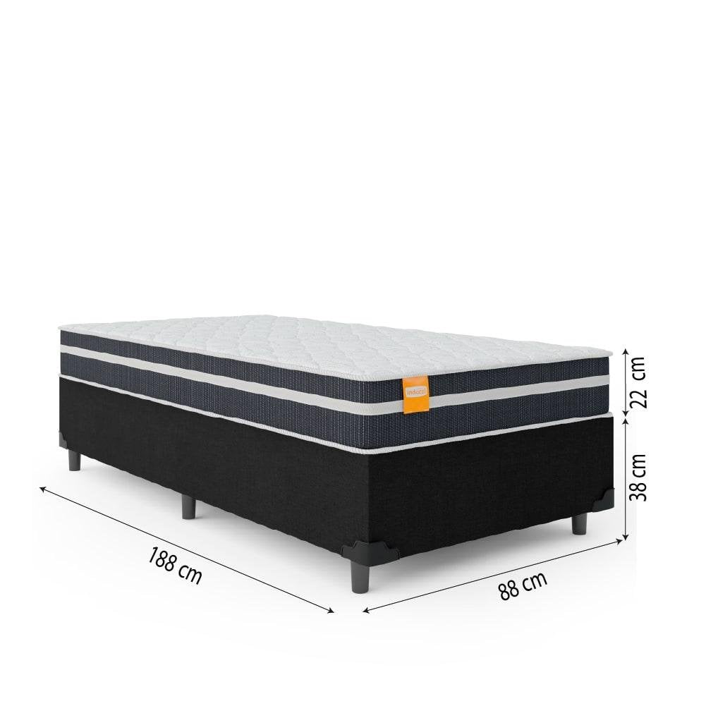 Cama Box Solteiro Colchão Molas Qatar 88x188x60cm Branco / Preto - Suporta até 200Kg - Imagem 3