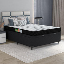Cama Box Com Baú Casal Colchão Espuma 138x188x53cm Polar Branco / Preto - Imagem 2