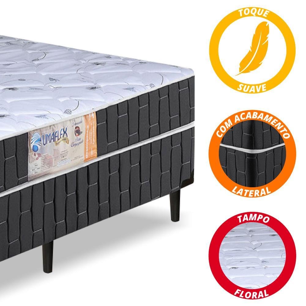 Cama Box Casal Conjugado Granada Umaflex Preto/branco Flor - Imagem 4
