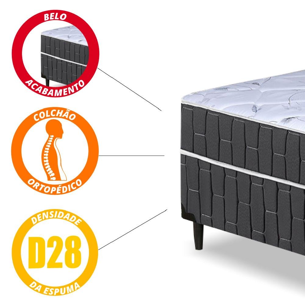 Cama Box Casal Conjugado Granada Umaflex Preto/branco Flor - Imagem 5