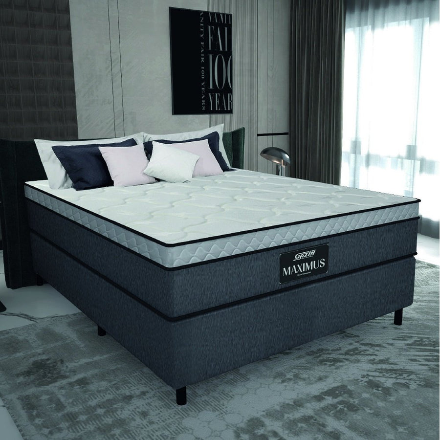 Cama Box Casal Colchão Gazin Molas Ensacadas 138x188x62cm Linho Grafite / Preto - Suporta até 120Kg por Pessoa - Imagem 2