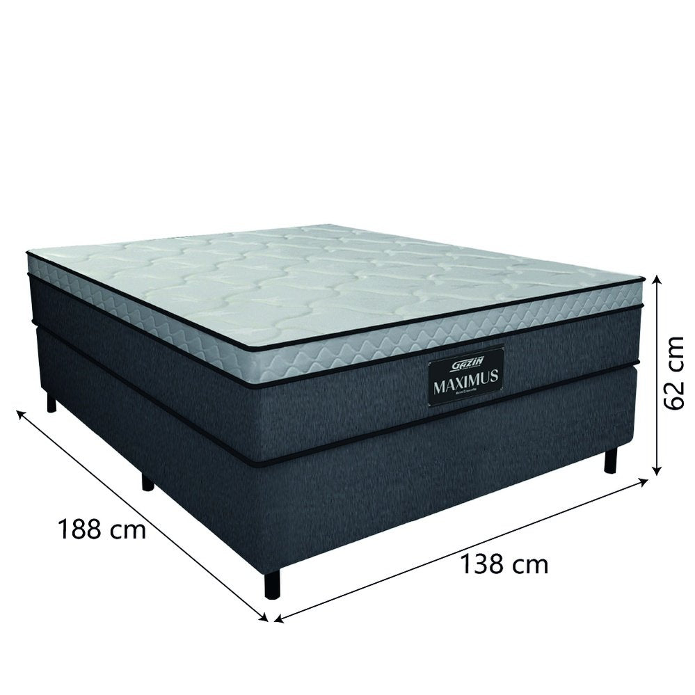 Cama Box Casal Colchão Gazin Molas Ensacadas 138x188x62cm Linho Grafite / Preto - Suporta até 120Kg por Pessoa - Imagem 3