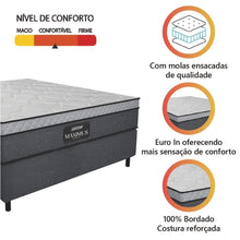 Cama Box Casal Colchão Gazin Molas Ensacadas 138x188x62cm Linho Grafite / Preto - Suporta até 120Kg por Pessoa - Imagem 5