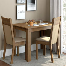 Conjunto Sala de Jantar Mesa Tampo de Madeira com 2 Cadeiras
