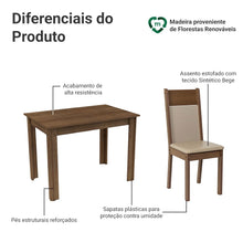 Conjunto Sala de Jantar Mesa Tampo de Madeira com 2 Cadeiras - Imagem 4