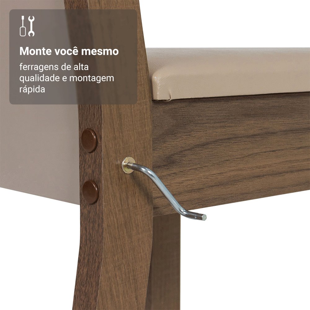 Conjunto Sala de Jantar Mesa Tampo de Madeira com 2 Cadeiras - Imagem 5