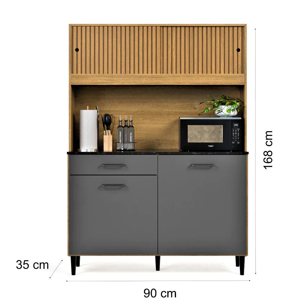 Armário De Cozinha Compacto Com 4 Portas E 1 Gaveta - Imagem 6